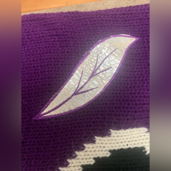 Vintage Maurada Women Purple Angora Wool Blend Knit Geo Leaf Sweater Size Medium - Picture 8 of 8